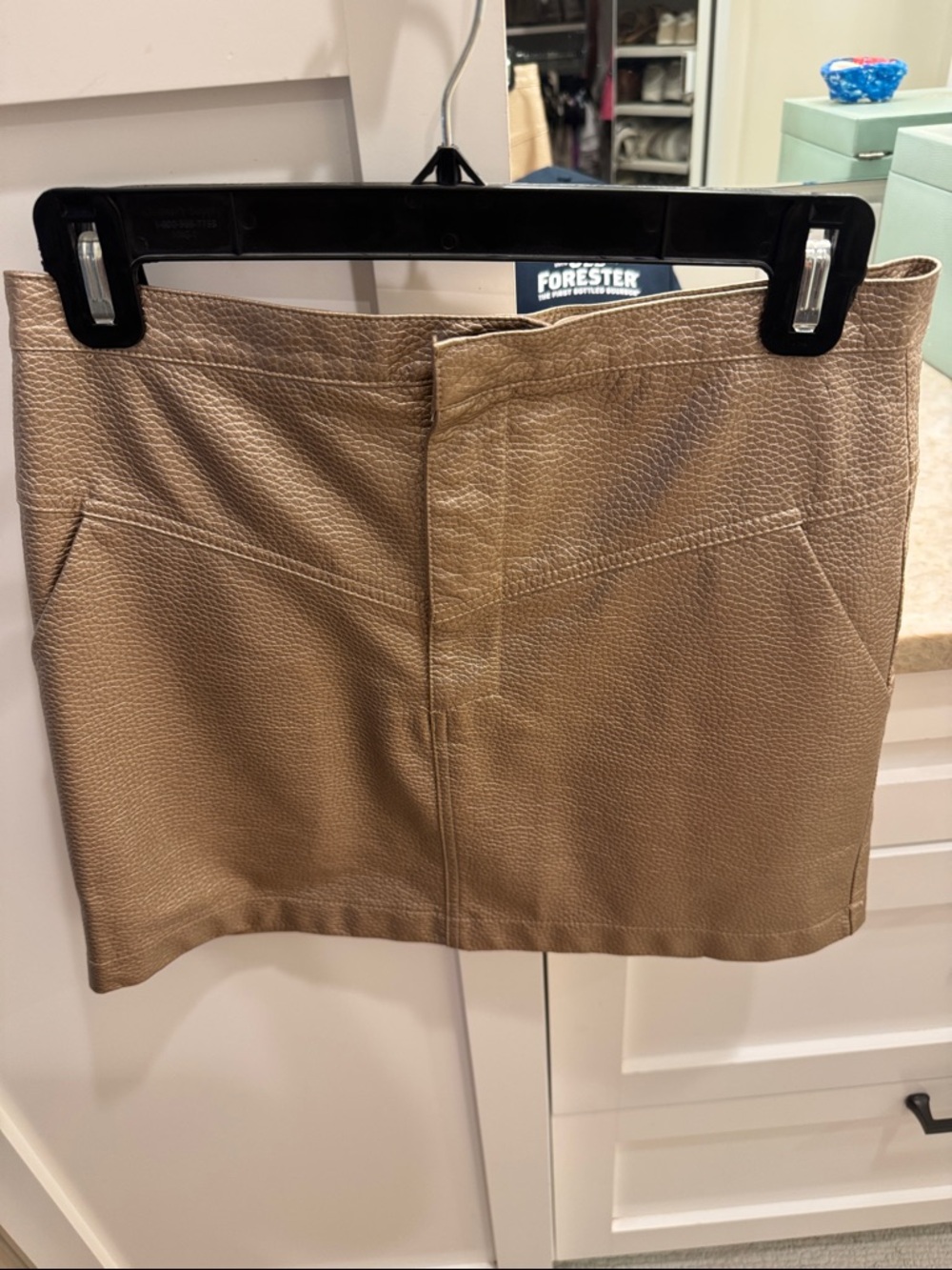 saltwater LUXE Leather Mini Skirt in Tan